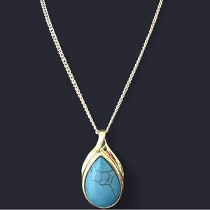Gold and Blue Pendant Necklace